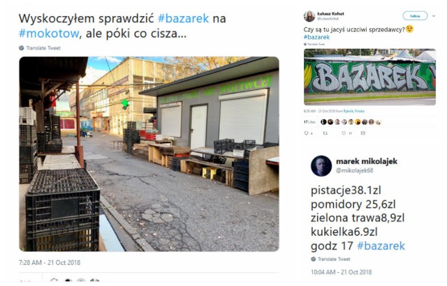 #Bazarek - czyli spekulacje o wynikach wyborów samorządowych 2018 na Twitterze pod przykrywką spożywczo-zakupowych metafor i nie tylko. Pojawiły się również pytania o ceny biletów na pociąg Opolanin, czy Warszawiak i wiele innych. 

Tak internet szumiał o wyborach. Przeglądaj dalej: