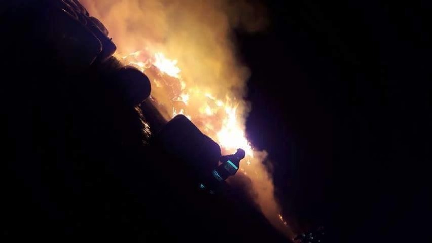 Pożar słomy w miejscowości Łaziska