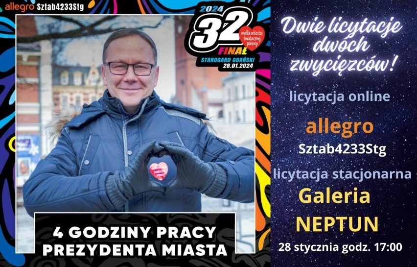 32. Finał WOŚP - można wylicytować pracę prezydenta miasta i rowerową wyprawę z wójt gminy Starogard Gdański 