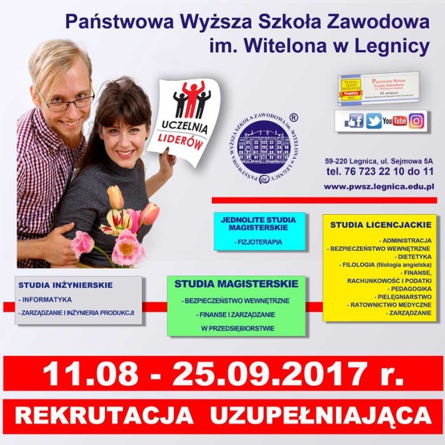 Trwa rekrutacja uzupełniająca w PWSZ im. Witelona w Legnicy