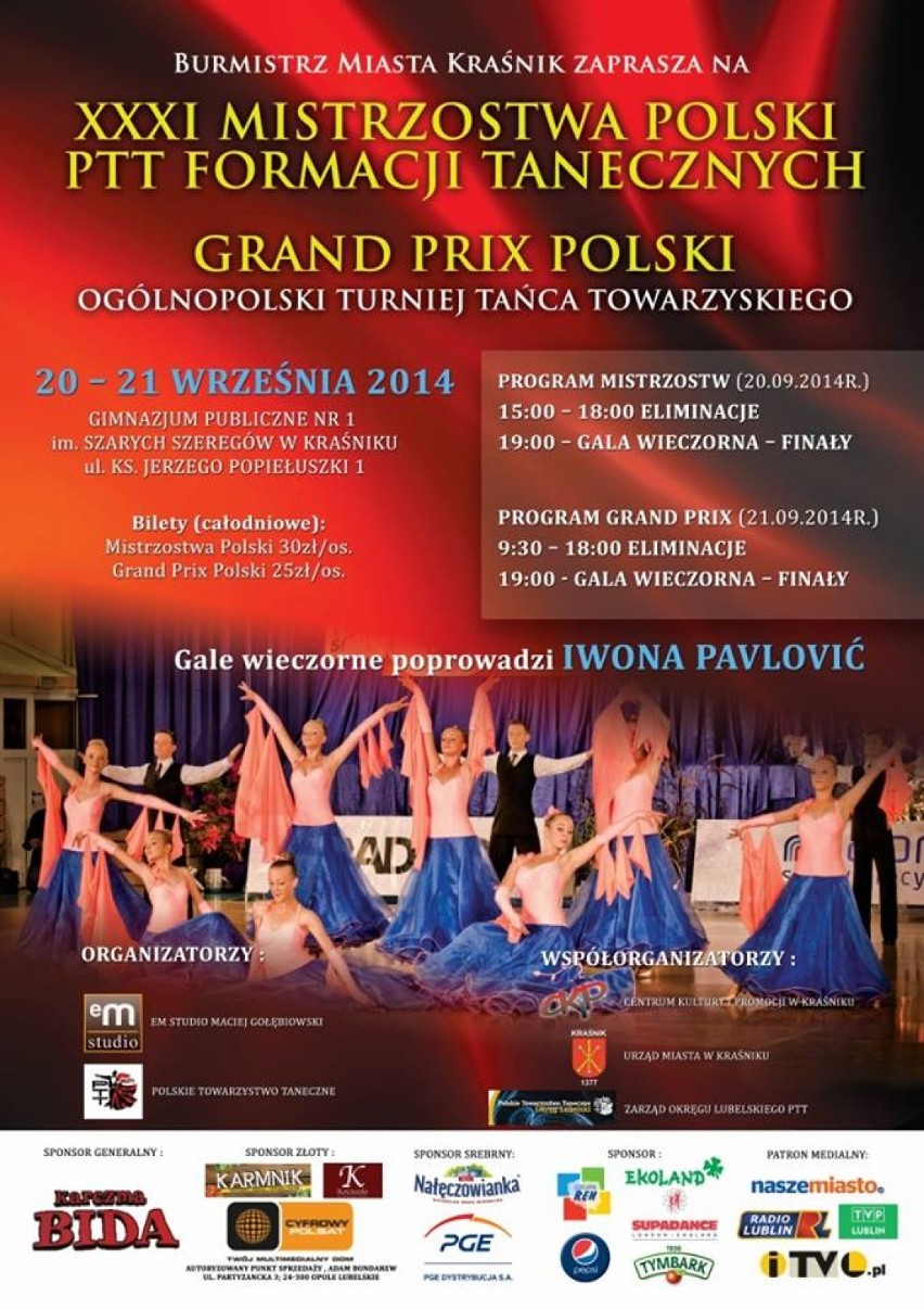 Kraśnik będzie gospodarzem mistrzostw Polski formacji tanecznych. Imprezę poprowadzi Iwona Pavlovic