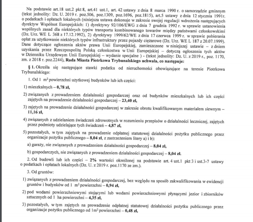 Radni przegłosowali uchwałę w sprawie podwyżki podatków od nieruchomości w Piotrkowie