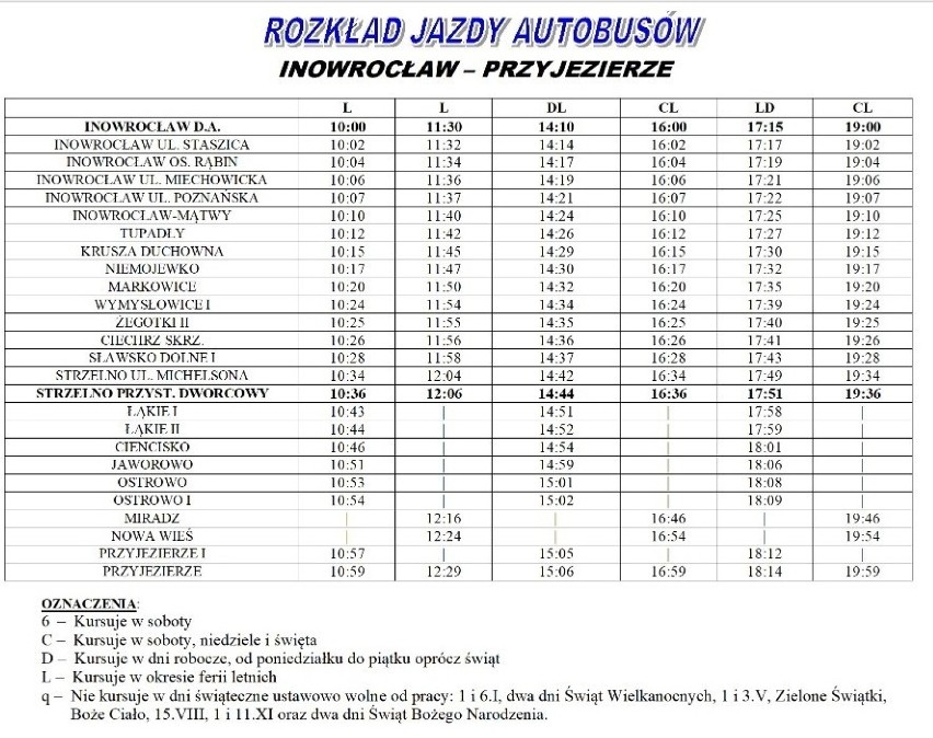 Oto wakacyjny rozkład jazdy! Latem 2022 z Inowrocławia do Przyjezierza autobusem 