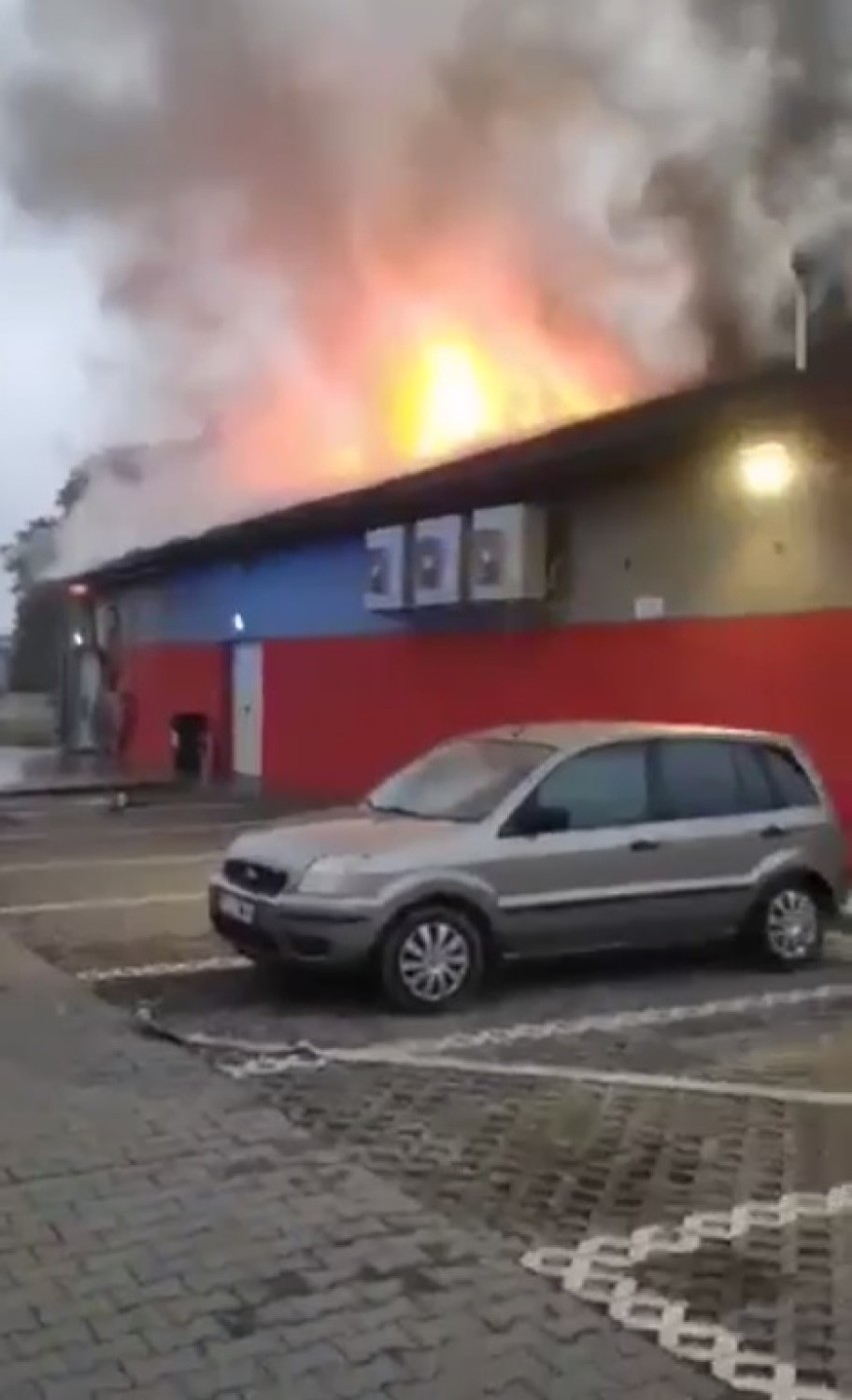 Pożar w Pepco w Działoszynie. Straty są bardzo duże. Straż podejrzewa podpalenie ZDJĘCIA, FILMY