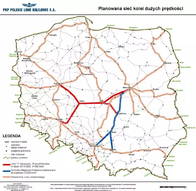 Projekt linii kolei dużych prędkości "Y" miał połączyć Warszawę, Łódź, Wrocław oraz Poznań