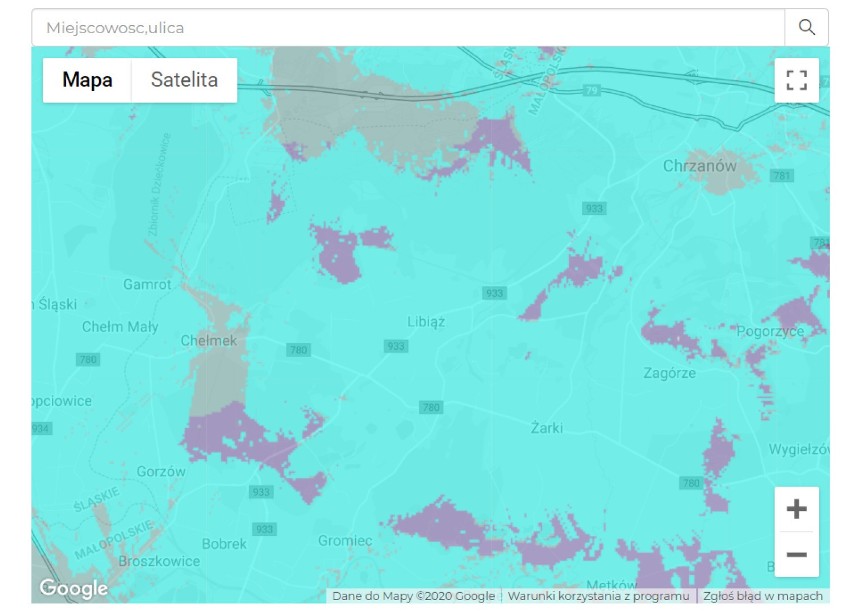Zasięg sieci Plus w gminie Libiąż.