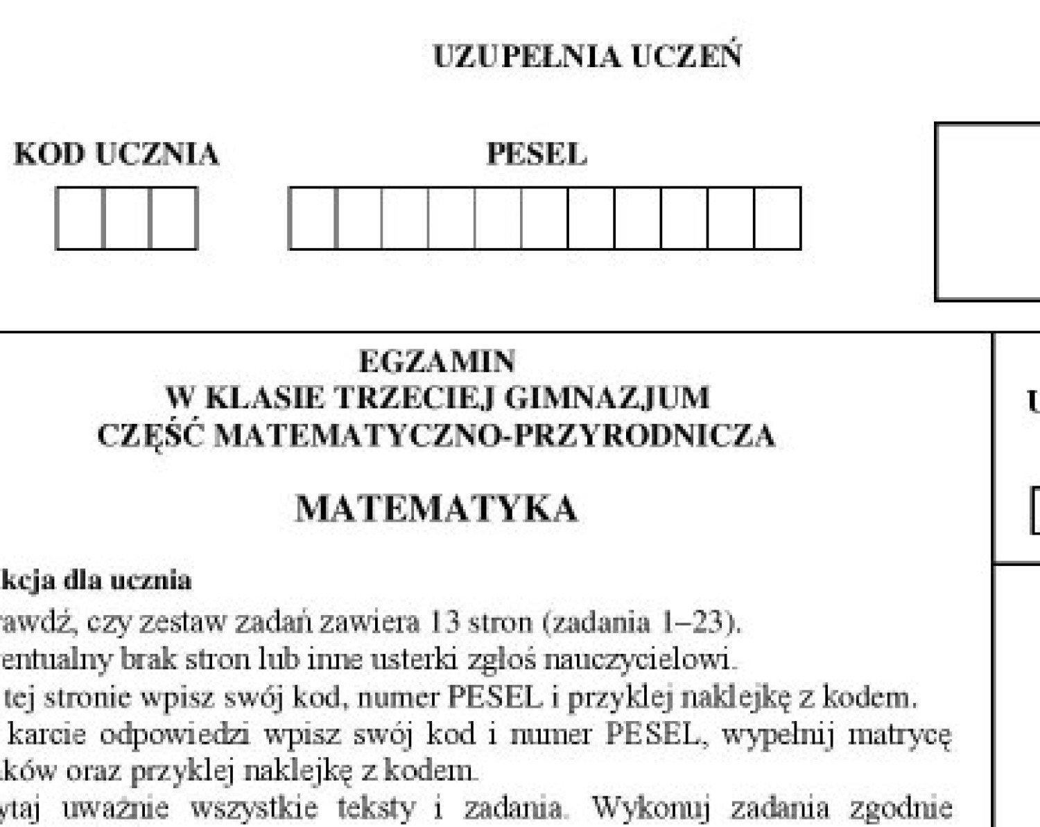 Próbny egzamin gimnazjalny 2015/2016 OPERON. Matematyka [arkusze pdf.,odpowiedzi,pytania]  | śląskie Nasze Miasto