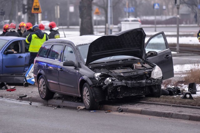 Wypadek na alei Zwycięstwa w Gdańsku 23.01.2018.