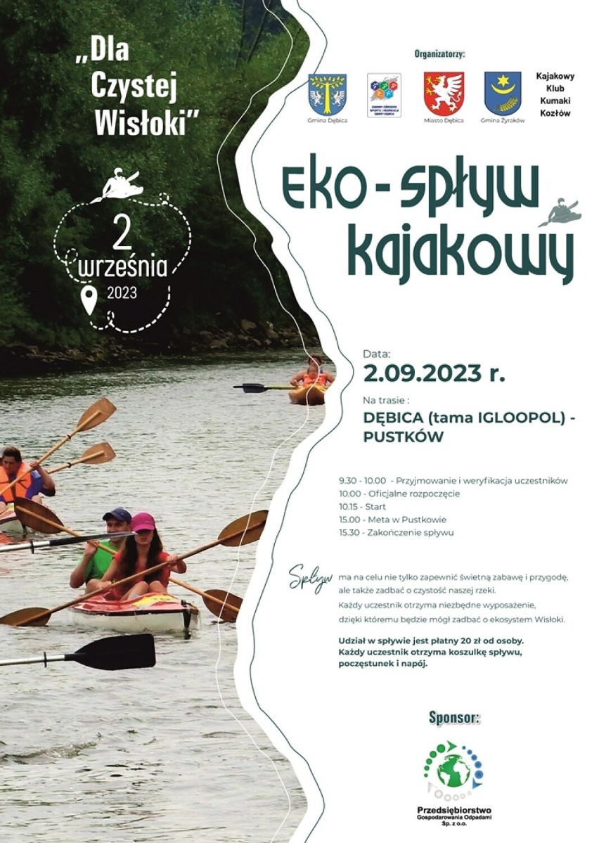Eko-Spływ Kajakowy "Dla czystej Wisłoki" w Dębicy już początkiem września