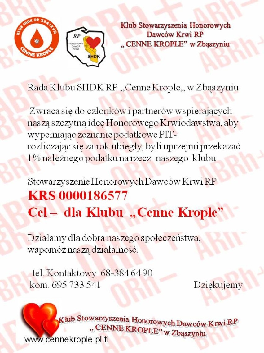 KRS 0000186577 z dopiskiem dla Klubu "Cenne Krople Zbąszyń