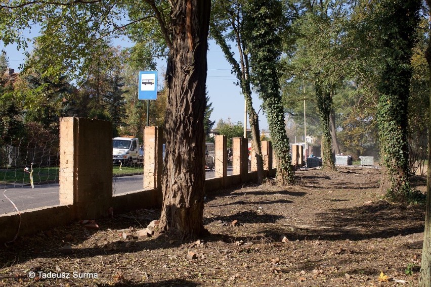 Ul. Lotników. Budują nowe ogrodzenie parku podworskiego w Kluczewie [zdjęcia]