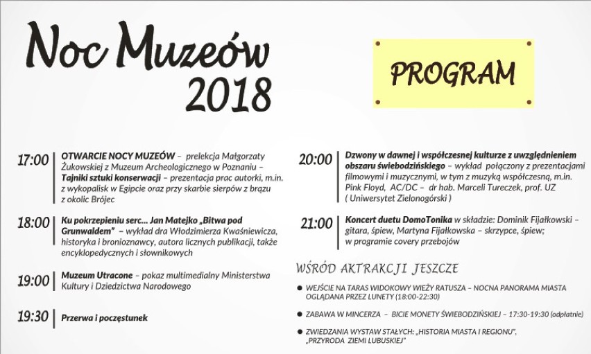 Noc Muzeów w Muzeum Regionalnym w Świebodzinie zostanie...