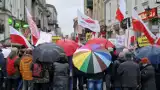 Protest Wolnych Polaków w Piotrkowie. Ponad 200 osób z biało-czerwonymi flagami protestowało na placu Kościuszki. ZDJĘCIA, VIDEO
