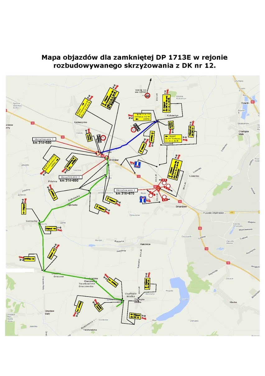 Będzie nowe rondo w Smardzewie. Budowa rusza na dniach. Uwaga szykują się spore utrudnienia! (mapka objazdy)