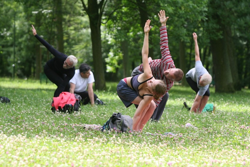 W Parku na Zdrowiu w Łodzi ćwiczyli jogę [ZDJĘCIA]