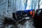 Ślisko na drogach: Dostawczak w rowie. Jedna osoba w szpitalu [ZDJĘCIA]