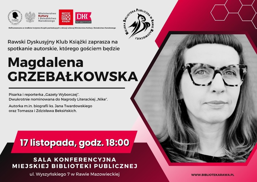 Magdalena Grzebałkowska spotka się z czytelnikami rawskiej biblioteki