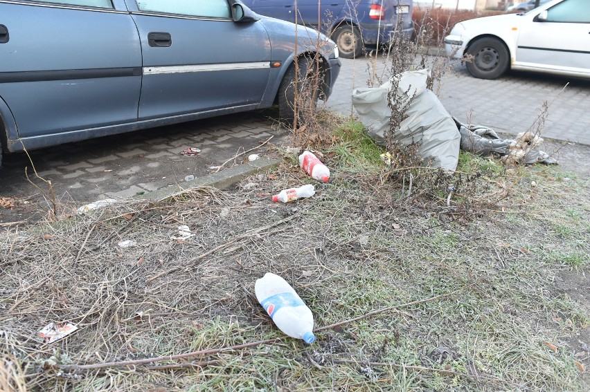 Leszno. Wrak zniknął z osiedla. Śmieci pozostały [ZDJĘCIA]