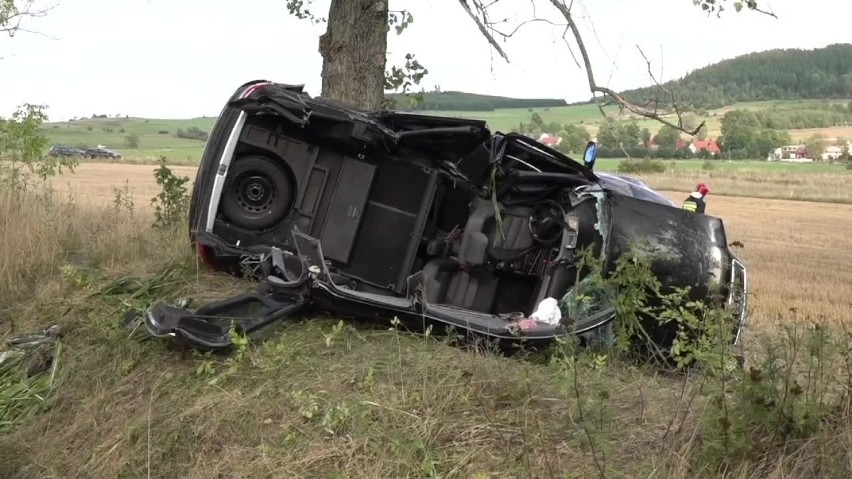 Dolny Śląsk. Pijana kobieta rozbiła się swoim audi na drzewie