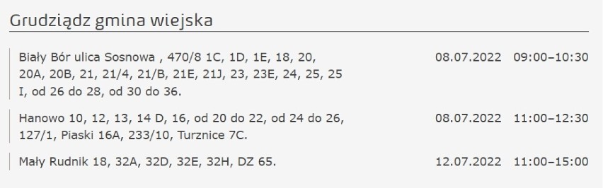 Tu nie będzie prądu w Grudziądzu i regionie. Energa zapowiedziała wyłączenia energii elektrycznej [7.07.2022 - 14.07.2022]