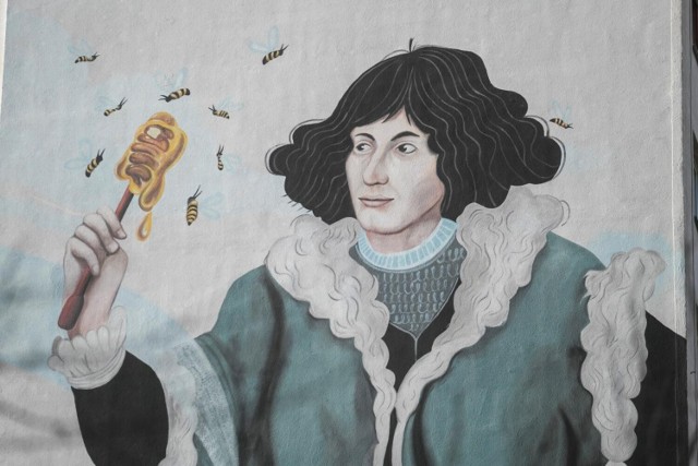 Mural przedstawiający Mikołaja Kopernika