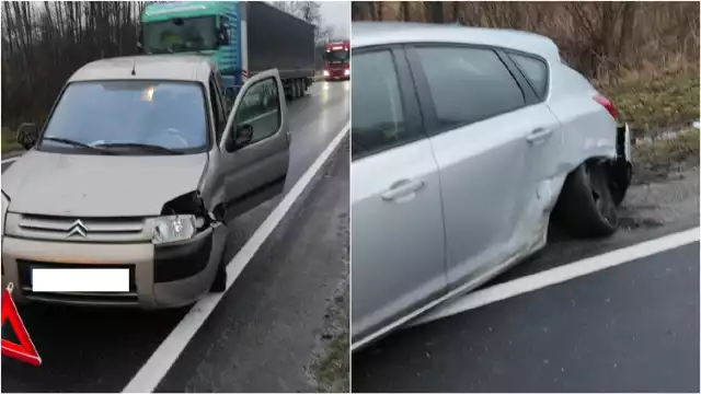 Nieostrożne wyprzedzanie zakończyło się kolizją dwóch pojazdów