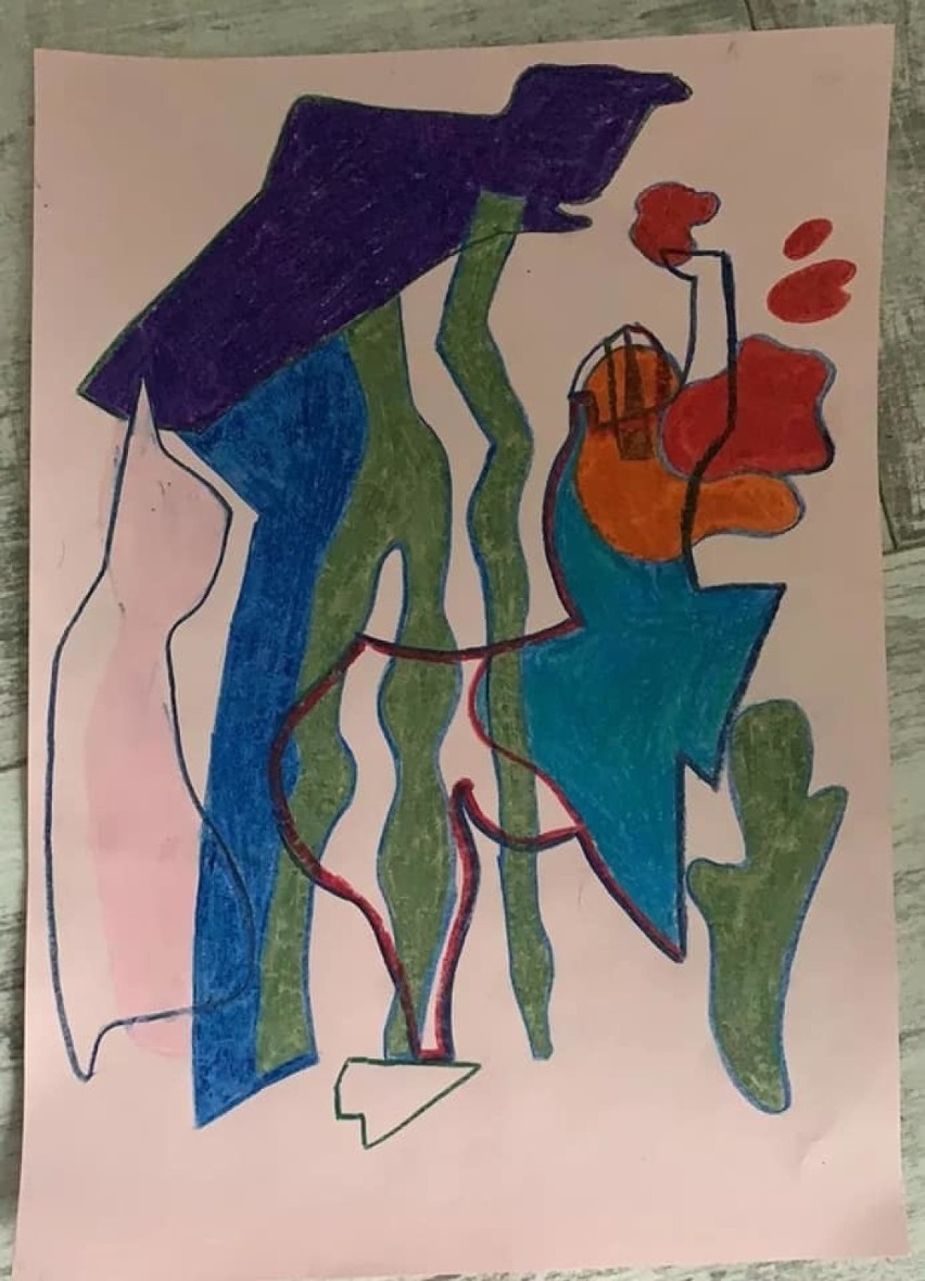 Siódmoklasiści ze Szkoły Podstawowej w Różycy zainspirowali się obrazami Henryka Stażewskiego