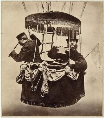 Konrad Brandel, Autoportret w gondoli balonu - 1865.