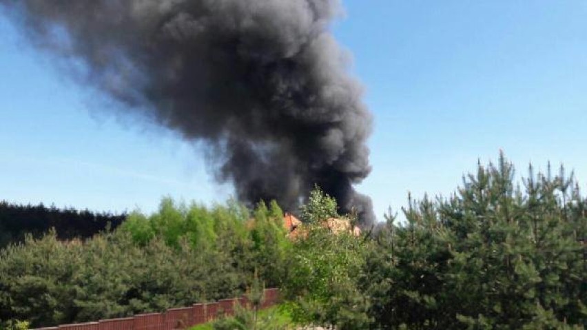 Pożar hali z meblami w Rywaldzie w powiecie starogardzkim