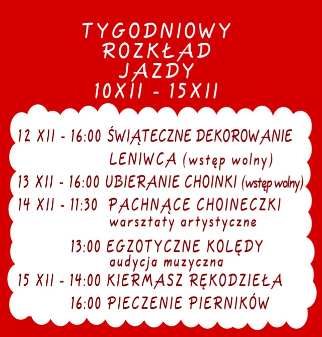 Program wydarzeń w Cafe Leniwiec