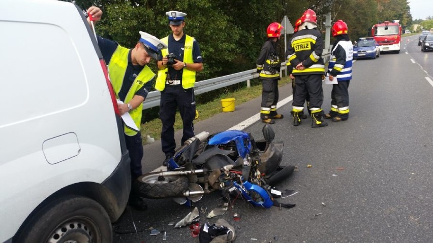 Wypadek motocyklisty na DK81 w Mikołowie [ZDJĘCIA]