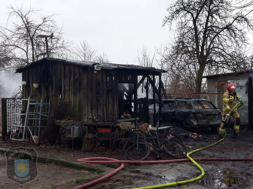 Gmina Witkowo. Pożar garaży w Gorzykowie. Spłonęło m.in. auto