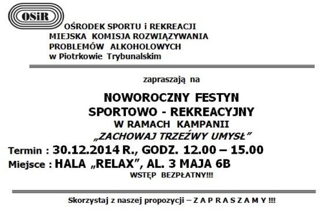 Festyn noworoczny na hali Relax w Piotrkowie