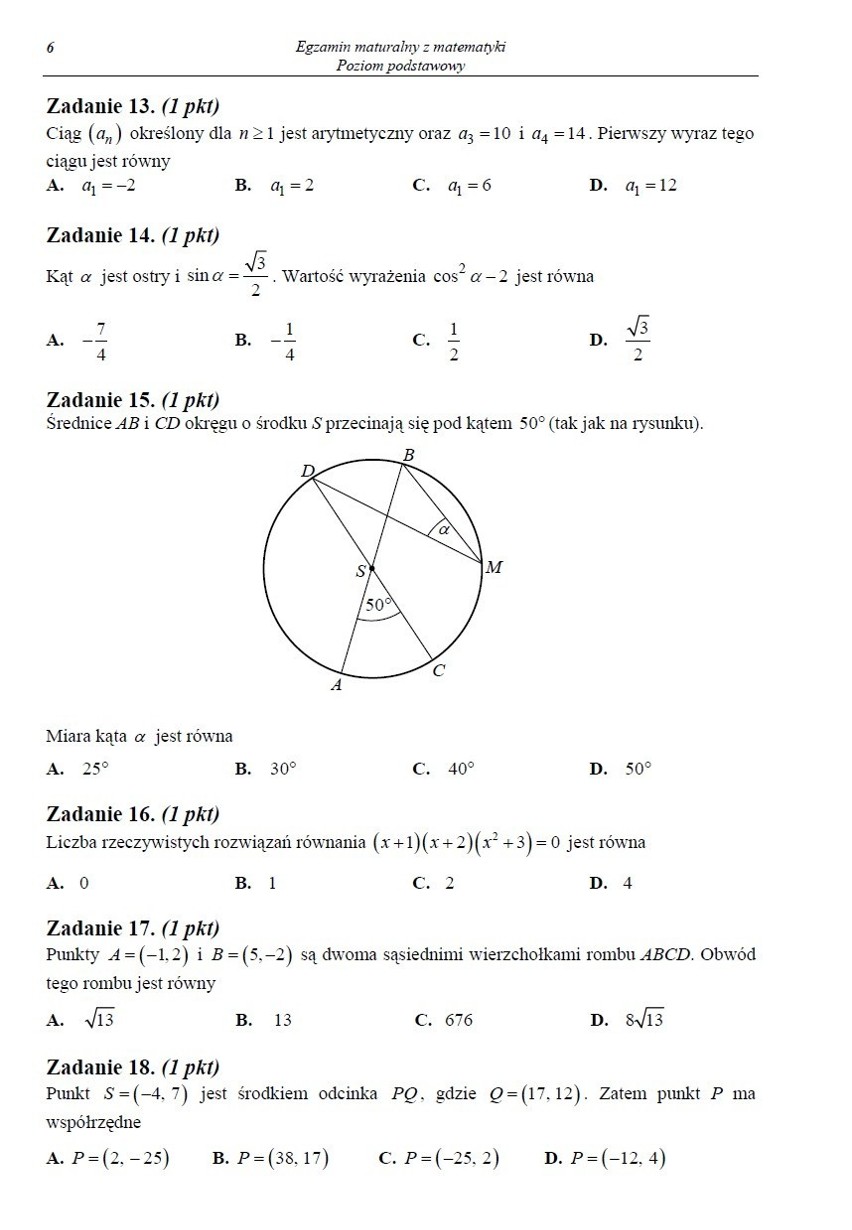 Arkusz CKE - matura z matematyki 2013