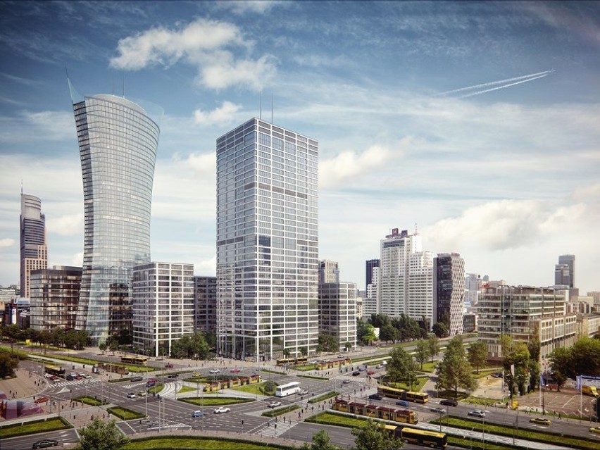 Generation Park Y. Nowy drapacz chmur powstanie w Warszawie. Zielony taras na szczycie 140-metrowego budynku [WIZUALIZACJE]