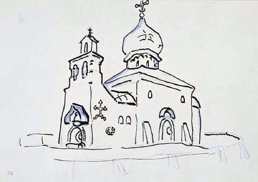 1909, Szkic do projektu Cerkwi Św. Aleksego autorstwa...