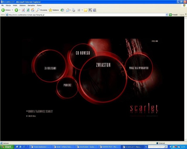 Strona niedoszłego serialu &quot;Scarlet&quot;, który okazał się być reklamą... telewizorów LG. http://www.scarletseries.tv