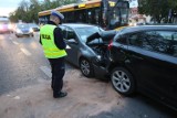 Groźne zderzenie trzech samochodów w Kielcach (zdjęcia)