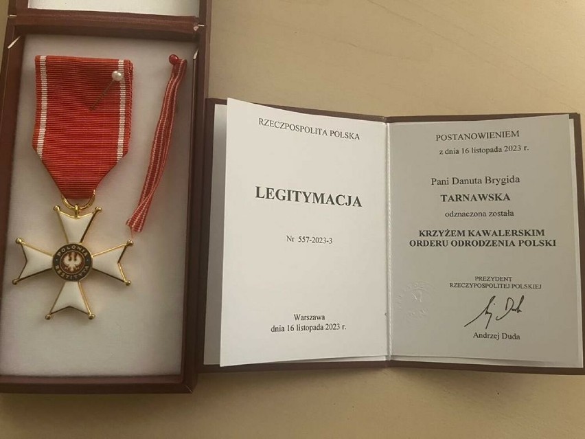 Danuta Tarnawska odznaczona została Krzyżem Kawalerskim...