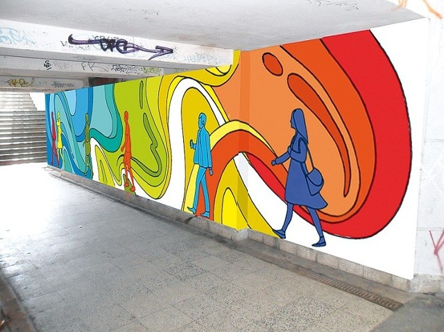 Przejście podziemne przy ulicy Dworcowej w Lesznie tak będzie wyglądało po tym, jak pomalują je sami mieszkańcy.