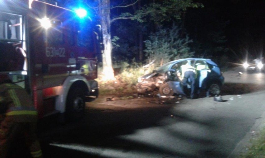 W Kopaszynie pod Wągrowcem samochód osobowy uderzył w drzewo