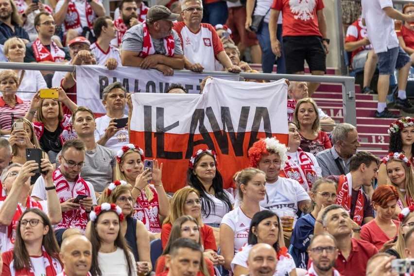 Kibice na meczu Polska - Serbia w Tauron Arenie Kraków...