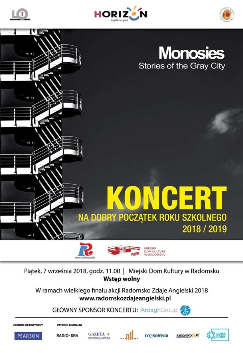 Koncert Monosies i Łukasza Komali na finał akcji Radomsko Zdaje Angielski 2018