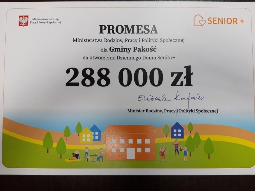 Gmina Pakość otrzymała promesę w wysokości 288 tys. zł....