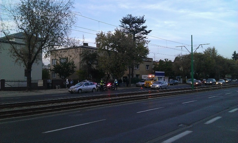 Kolizja na ulicy Grunwaldzkiej w Poznaniu