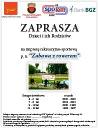 Klub Sportowy Społem Łódź co roku organizuje cykl imprez sportowych dla dzieci oraz ich rodziców pt. "Zabawa z rowerem". Zawody / Imprezy odbywają się na murawie toru kolarskiego KS Społem Łódż, z siedzibą w Łodzi przy ul. Północnej 36.
Głównym celem organizowania tego typu imprez, jest promowanie zdrowego trybu życia wśród najmłodszych. Dzieci mają szansę poznać podstawy kolarstwa, współzawodnictwa, smak zwycięstwa. Szansa wykazania się w licznych wyścigach to świetna zabawa dla całej rodziny. Pamiątkowe zdjęcia, pamiątki, liczne nagrody, to tylko niektóre z atrakcji jakie czekają na Państwa pociechy.
Na niniejszej stronie uzyskają Państwo wszelkie niezbędne informacje na temat kalendarza imprez (dzień oraz godzina rozpoczęcia się zawodów), wyników oraz zasad udziału w powyższych imprezach. Wstęp wolny dla wszystkich chętnych. ZAPRASZAMY!