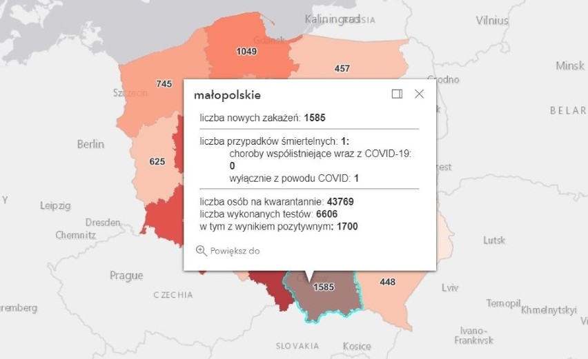 Koronawirus w Polsce. W Małopolsce ponad 1,5 tys. nowych zakażonych