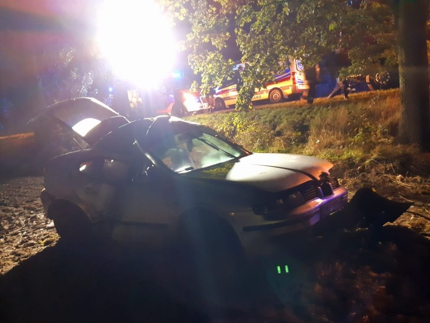 W Buszkowie auto osobowe uderzyło w drzewo