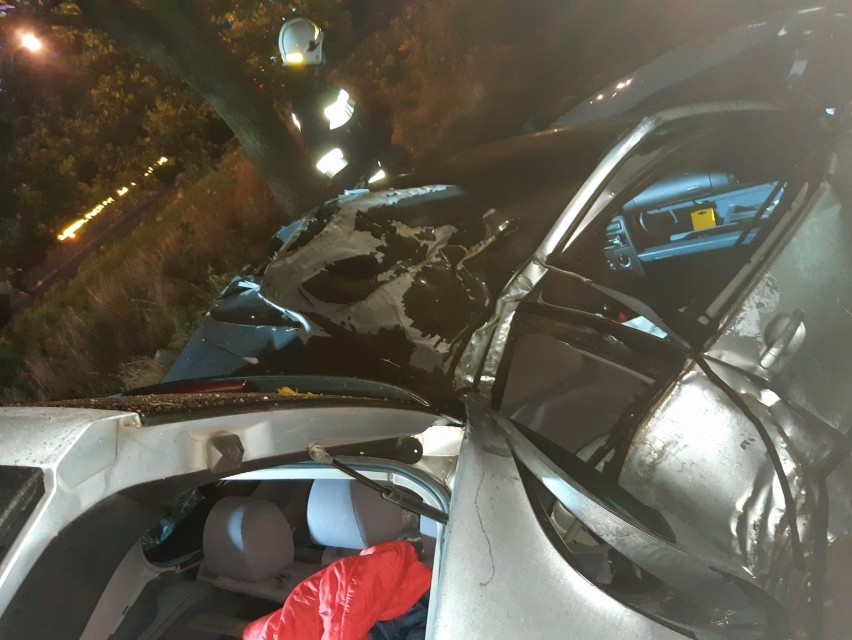 W Buszkowie auto osobowe uderzyło w drzewo