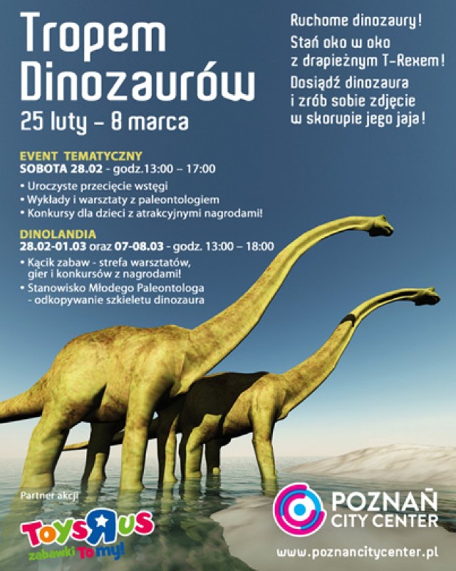 Poznań City Center: Wystawa "Tropem Dinozaurów" startuje 25 lutego